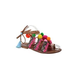 Gia Couture Womens Strappy Pom Pom Accent Sandals Multicolor Size EUR  37